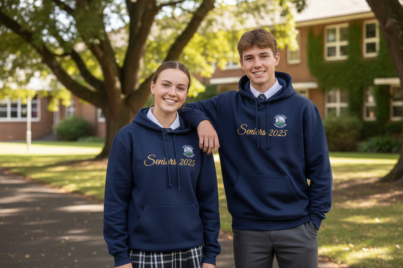 add the school logo to the left side chest. make the students look more real and natural